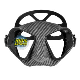 Maschera per apnea Condor Antifog di C4 Carbon con telaio bioculare di colore grigio. Vista frontale